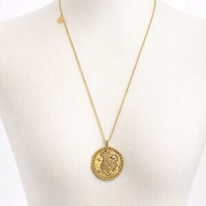 NEW Maje Aries Zodiac Necklace Womens Old Brass Constellation Pendant 22 Inch